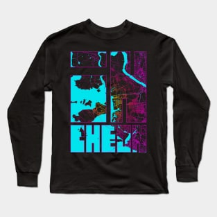 Incheon, South Korea City Map Typography - Neon Long Sleeve T-Shirt